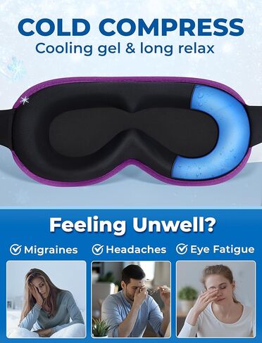 قناع نوم ثلاثي الأبعاد للنساء والرجال - أفضل إسفنج ميموري قطني، قابل للتعديل، معتم معتم من FACEMOON، مناسب للسفر والطائرة، مريح ليلاً، حجب الضوء (أسود) in Kuwait