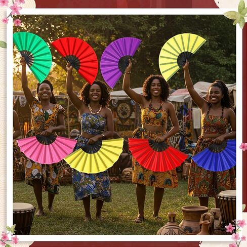 ‌Bulk Folding Hand Fans Line Dance Fans Clacking Fans for Line Dancing Performances, Wedding Party Decorations (1, Black) in Saudi Arabia