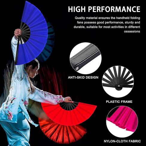 ‌Bulk Folding Hand Fans Line Dance Fans Clacking Fans for Line Dancing Performances, Wedding Party Decorations (1, Black) in Saudi Arabia