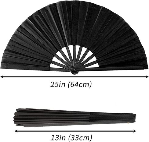 ‌Bulk Folding Hand Fans Line Dance Fans Clacking Fans for Line Dancing Performances, Wedding Party Decorations (1, Black) in Saudi Arabia
