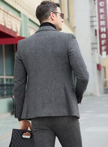 رجال السترة الرجعية الرجعية بدلة السترة للرجال رفيعة تناسب زر واحد الأعمال المعاطف العتيقة العتيقة in Kuwait