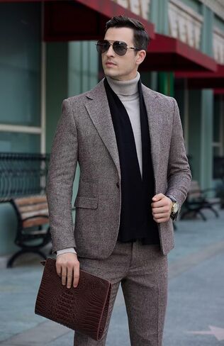 رجال السترة الرجعية الرجعية بدلة السترة للرجال رفيعة تناسب زر واحد الأعمال المعاطف العتيقة العتيقة in Kuwait