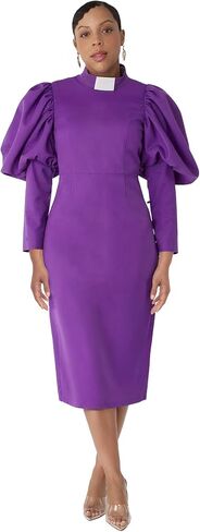 Women’s Clergy Dress – Puff Sleeves & Classic Collar – Modest Church Attire – Regular - 4813 in Saudi Arabia