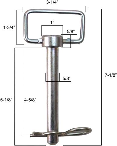 Shocker 5/8" x 5" Ball Mount D-Handle Hitch Pin with Clip, 1 Pair - 1 Pair in Kuwait
