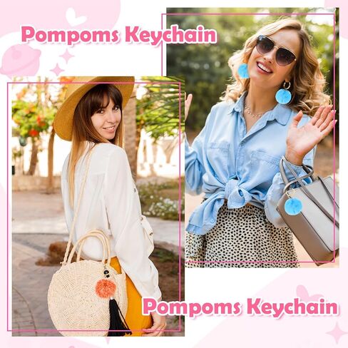 100 Pcs Colorful Pom Poms Keychain Bulk Fuzzy Ball Keychains Pompoms Keyring for Girls Women DIY Thank You Gifts(2.4 Inch) in Saudi Arabia
