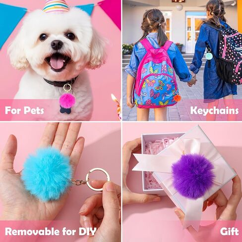 100 Pcs Colorful Pom Poms Keychain Bulk Fuzzy Ball Keychains Pompoms Keyring for Girls Women DIY Thank You Gifts(2.4 Inch) in Saudi Arabia