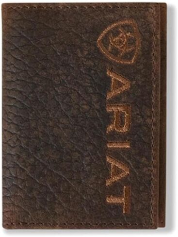ARIAT Men's Large Logo Bull Hide Leather Trifold Wallet in Saudi Arabia