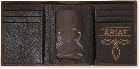 ARIAT Men's Large Logo Bull Hide Leather Trifold Wallet in Saudi Arabia