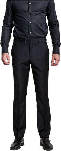 HBDesign Mens Formal Dress Slim Fit Flat Straight Iron Free Pants Black in Saudi Arabia
