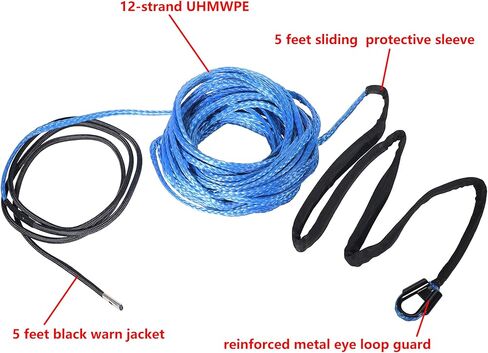 Ucreative 1/4 Inch x 50 Feet Synthetic Winch Rope 10,000LBs Line Cable with Upgraded Hook and Stopper for ATV UTV in Saudi Arabia