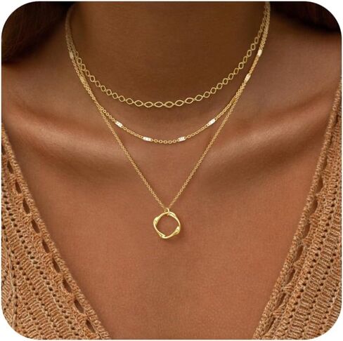Gold Layered Necklaces for Women, 14K Gold Plated Dainty Necklace Set with Paperclip, Adjustable Trendy Gold Jewelry Stackable Gift in Saudi Arabia