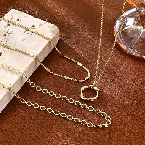 Gold Layered Necklaces for Women, 14K Gold Plated Dainty Necklace Set with Paperclip, Adjustable Trendy Gold Jewelry Stackable Gift in Saudi Arabia