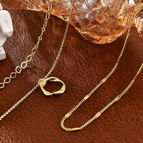 Gold Layered Necklaces for Women, 14K Gold Plated Dainty Necklace Set with Paperclip, Adjustable Trendy Gold Jewelry Stackable Gift in Saudi Arabia