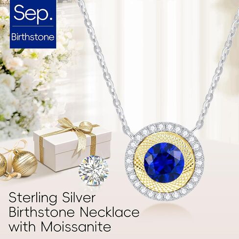 Kstyle Birthstone Pendant Necklaces for Women with a Extra Replaceable Moissanite, Birthday Fine Jewelry Gifts for Wife Girlfriend Her Mom Sister, 925 Sterling Silver Non Tarnish in Saudi Arabia