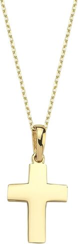 MIONZA 14K Solid Gold Cross Necklace for Women, Gold Cross Pendant Chain,Adjustable Crucifix Necklace,Religious Gifts for Her 18'' in Saudi Arabia