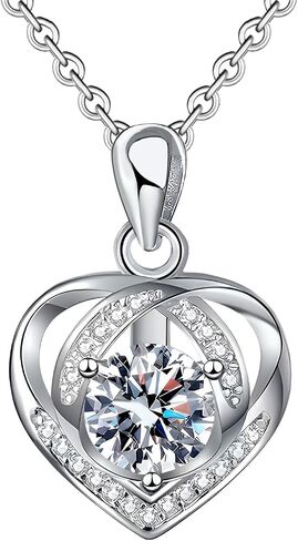 1 Carat Heart Moissanite Necklace for Women, D Color VVS1 Clarity Sterling Silver Promise Pendant with GRA Certificate, Gift for Her Wife Girlfriend Mom on Anniversary Birthday in Saudi Arabia