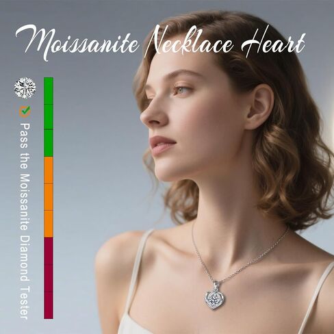 1 Carat Heart Moissanite Necklace for Women, D Color VVS1 Clarity Sterling Silver Promise Pendant with GRA Certificate, Gift for Her Wife Girlfriend Mom on Anniversary Birthday in Saudi Arabia