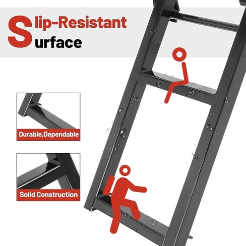 HECASA 2-Rung Truck Step Retractable 27 Inch W/L-Shaped Bracket Truck Bed Ladder Tailgate Ladder Accessories Steel Powder Coated Black in Saudi Arabia