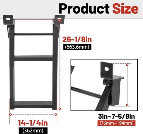 HECASA 2-Rung Truck Step Retractable 27 Inch W/L-Shaped Bracket Truck Bed Ladder Tailgate Ladder Accessories Steel Powder Coated Black in Saudi Arabia