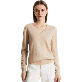 GreenMount Women's V Neck Sweater 100% Pure Cashmere Essential Long Sleeve Pullover Warm Soft Sweater for Women in Saudi Arabia