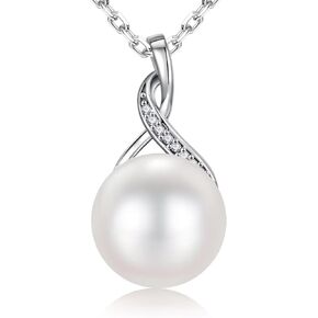 Iefil 10-11mm Tahitian Black Pearl & Freshwater Pearl Necklace - S925 Sterling Silver Pearls Necklace, Anniversary Birthday Gifts for Women Wife Girlfriend Mom in Kuwait