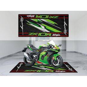 حصيرة وقوف السيارات Wibeart لنموذج الدراجات النارية ZX-10R Ninja ، عرض وحصيرة الحفرة ، السجاد غير القابل للغسل غير القابل للانزلاق وسجاد أرضية صالة العرض (الأخضر ، الحجم 1: 86.6 × 39.4/220 × 100 سم) in Kuwait