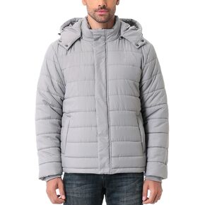 Men's Winter Down Jacket with Detachable Hood | Fleece-Lined Warm Coat Windproof Thickened Design for Cold Weather in Saudi Arabia