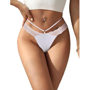 ohmydear Womens G-String Thongs Sexy Lace Panties Ice Silk Underwear Cotton Crotch Underpants Comfy Tangas in Kuwait