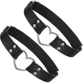 JIEYAO 2Pcs Adjustable Leather Heart Garter, Heart Leg Garter Belt Elastic Thigh Garter Belt PU Leather HeartsGarters BeltsPunk Rock Thigh Straps Elastic Leg Garters for Women Cosplay Parties Music Fe in Kuwait