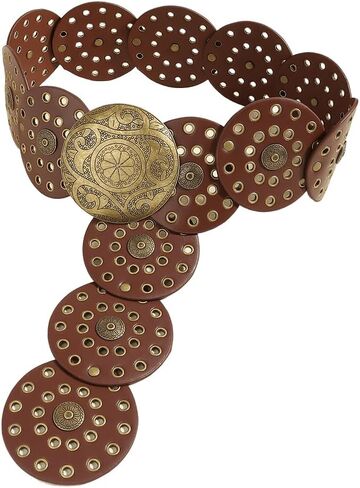 Wide-Disc-Belt-Womens Western-Chunky Concho-Punk Boho-Hollow-Waist-Belt for Dress Jeans in Saudi Arabia