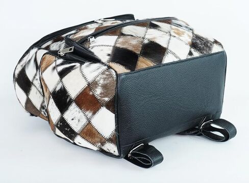 UGFashions Cowhdie Leather Backpack Rucksack/Knapsack Multi Animal Print Bag Casual Daypack Brown & White Travel Shoulder Bag in Kuwait