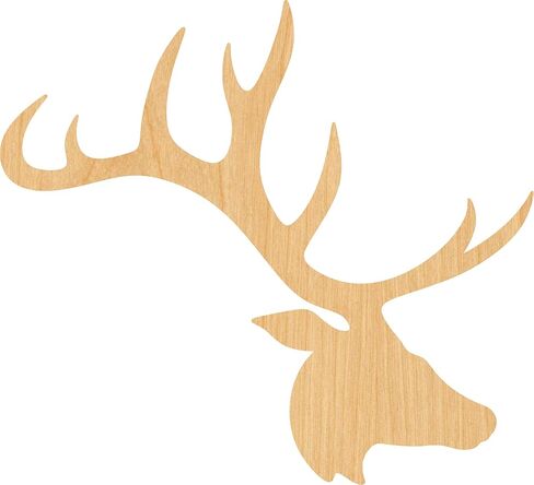 Elk Head Laser Cut Out Wood Shape Craft Supply - 4 Inch in Saudi Arabia