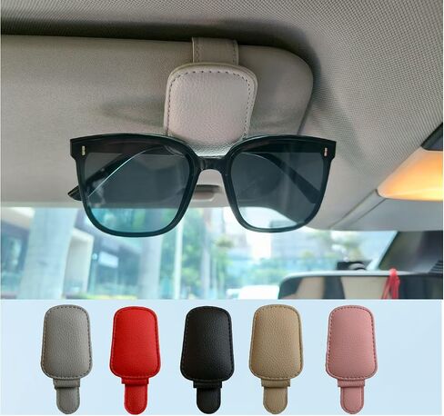 2 Packs Sunglasses Holders for Car Visor,Magnetic Leather Ticket Card Clip - Car Visor Accessories(Red1) in Saudi Arabia