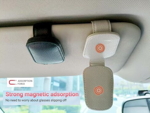 2 Packs Sunglasses Holders for Car Visor,Magnetic Leather Ticket Card Clip - Car Visor Accessories(Red1) in Saudi Arabia