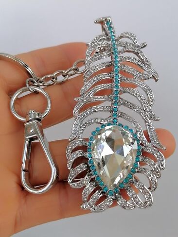 Pretty Rhinestone Crystal Peacock Feather Keychain Pendant KZ5102 in Saudi Arabia