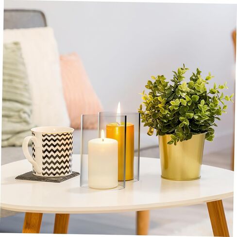 3pcs Windproof Glass Candle Covers Cylinder Candleholders Open-Ended Decorative Shades for Table Centerpieces and Home Decor in Kuwait