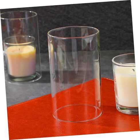 3pcs Windproof Glass Candle Covers Cylinder Candleholders Open-Ended Decorative Shades for Table Centerpieces and Home Decor in Kuwait