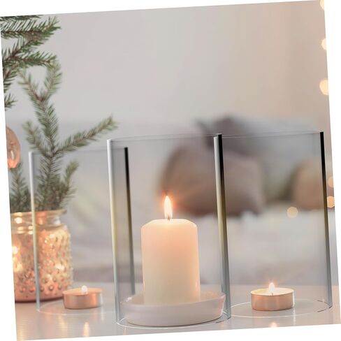 3pcs Windproof Glass Candle Covers Cylinder Candleholders Open-Ended Decorative Shades for Table Centerpieces and Home Decor in Kuwait