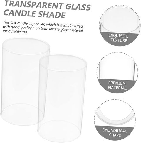 Zerodeko 2pcs Candle Glass Pillar Candle Holders Glass Jar Dome Windproof Protectors Home Decorative Holder in Saudi Arabia
