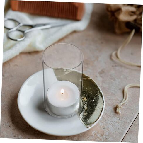 Zerodeko 2pcs Candle Glass Pillar Candle Holders Glass Jar Dome Windproof Protectors Home Decorative Holder in Saudi Arabia