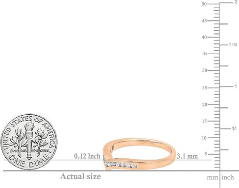 مجموعة RomazzlingRock 0.25 CTTW 18K ذهبية صلبة جولة الماس النسائي الزفاف القابلة للتكديس حارس الشيفرون 1/ in Saudi Arabia