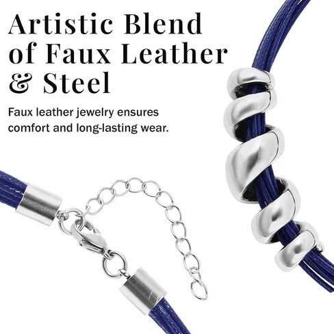Shop LC تسليم قلادة فرح للقلادة للنساء العصرية 16 "و Cuff Bracelet 7" - قلادة من جلد الحبل مع هدايا عيد ميلاد مجوهرات جراد البحر القابلة للتعديل - الأزرق - الأزرق in Saudi Arabia