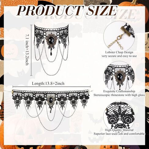 Tondiamo Elegant Gothic Steam Punk Lace Choker for Women Retro Victorian Necklace Vampire Chain with Pendant for Halloween in Saudi Arabia