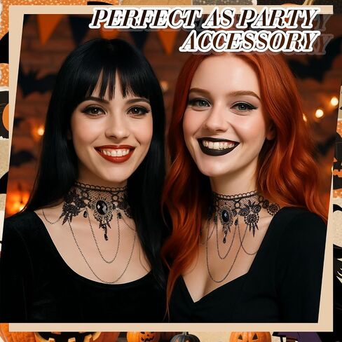Tondiamo Elegant Gothic Steam Punk Lace Choker for Women Retro Victorian Necklace Vampire Chain with Pendant for Halloween in Saudi Arabia