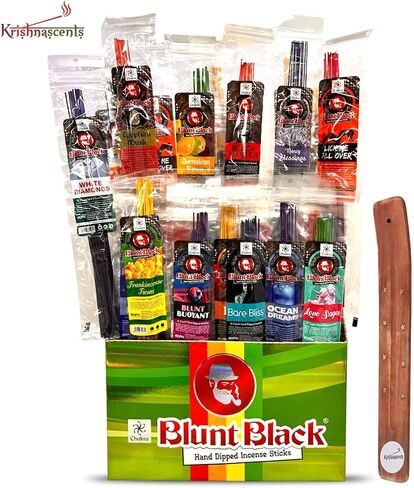 Incense Stick Holder with Blunt Black Hand-Dipped Premium Incense Sticks I 12 Pack Variety Sets, 144 Total | 11" Long Slow-Burning Sticks in Kuwait