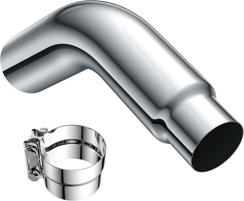 JY PERFORMANCE 5 Inch ID Diesel Exhaust Tip Elbow Tip 5'' Inlet 6'' Outlet 23'' Long Chrome Turndown Exhaust Tip in Kuwait