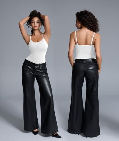 MOSEBO Women's Cami Thong Bodysuit Top مع أشرطة قابلة للتعديل ، مزيج من النايلون المتبادل مزدوجًا ، راحة طوال اليوم in Kuwait