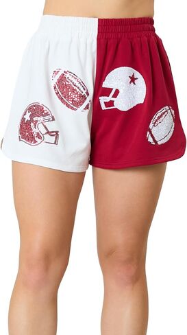 Hey Sweetie Women's Game Day Sequin Shorts – Elastic Waistband Sparkly Glitter Party Shorts with Side Pockets in Saudi Arabia