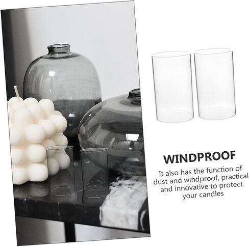 2pcs Glass Candle Covers for Pillar Candles Windproof Decorative Holders for Home in Saudi Arabia