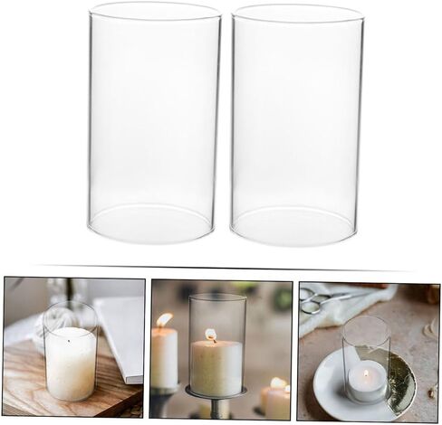 2pcs Glass Candle Covers for Pillar Candles Windproof Decorative Holders for Home in Saudi Arabia